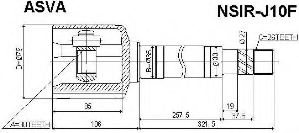 ASVA NSIR-J10F Joint Kit, drive shaft